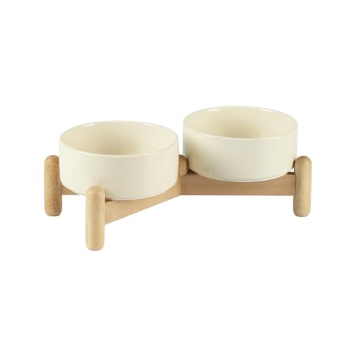 Ceramic Dog Bowls Elevated (Light Yellow)