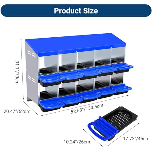Chicken Nesting Boxes (56.7"L x 16.5"W x 10.4"H / Blue)