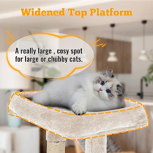 37.8 inch Cat Tree Cat Tower for Indoor Cats with Scratching Posts (Beige)