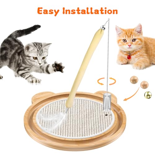 Cat Scratcher Toys Natural Sisal Pad Kitten Interactive Ball Track (Light Gold)