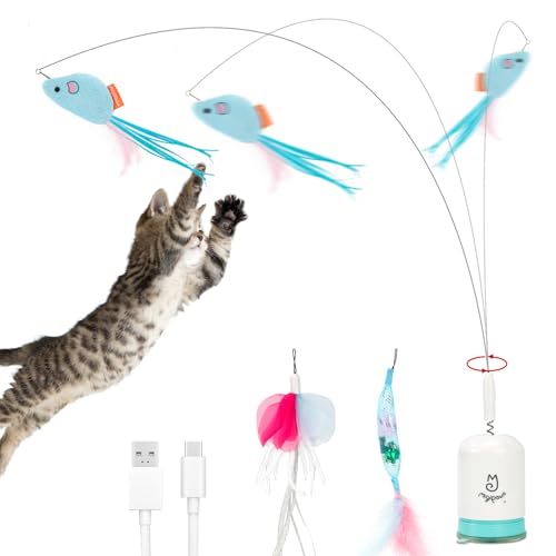 Interactive Automatic Cat Teaser Wand Toy with Strong Suction Cup (White)