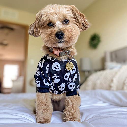 Dog Halloween Pajamas Puppy Onesies Small Dogs Soft Pjs Coat Cat Apparel Comfy Pet Christmas Clothes Outfit Doggie Bodysuit (X-Large / Skulls)