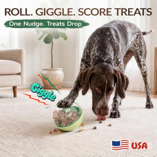 XL Rolling Dog Treat Dispenser Toys Wobble Giggle Ball (Green)