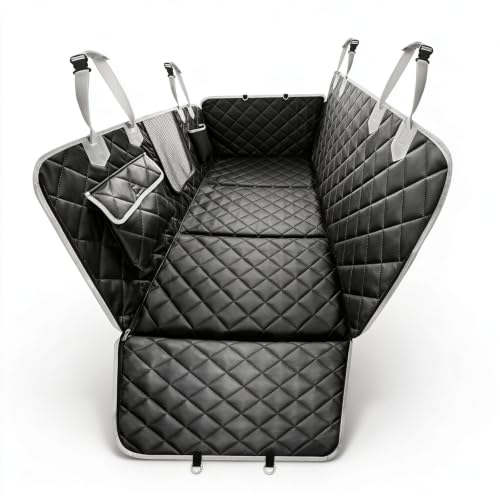 Hard Bottom Car Seat Cover for Dog (Upgraded Black / For Full Size Truck)