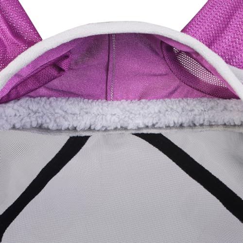 CareMaster Pro Luminous Horse Fly Mask Large Eye Space Standard with Ears UV Protection for Horse Dark Magenta Medium Cob (Dark Magenta / Medium (Arabian))