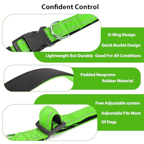 Reflective Dog Collar (Green / L:width 1"neck 17.5-27")