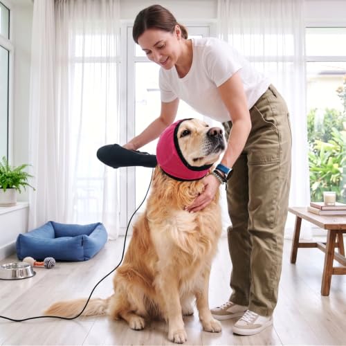 Dog Ear Wraps for Fireworks Storm Noise Blocking Ear Care (Rose / L)