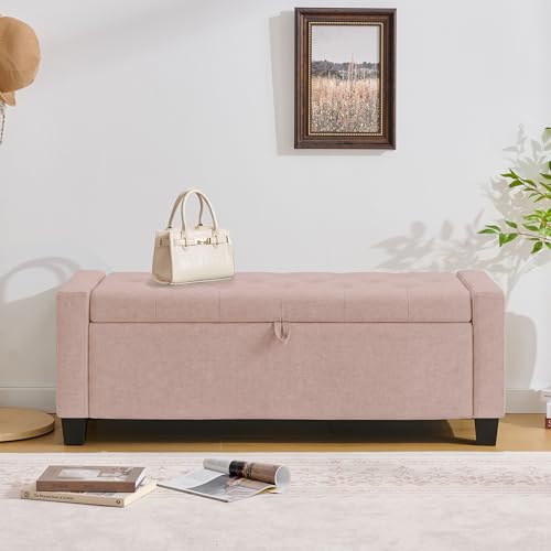 43" Ottoman with Storage (Pink / 19.2"D x 43"W x 16.9"H)