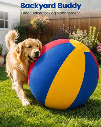 Herding Ball for Dogs Horse & Cover 25" Ball for Horses Large with Hand Pump for Play Horse Toys for Horses Stall (Red and Blue and Yellow / 25 inches)