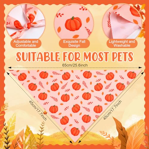 50 Pcs Thanksgiving Fall Dog Bandanas Bulk for Dogs Autumn Soft Bibs Adjustable Triangle Pet Bandana for Small Medium Large Costume (Leaves Pattern / 25.6 x 17.7 x 17.7 Inch)