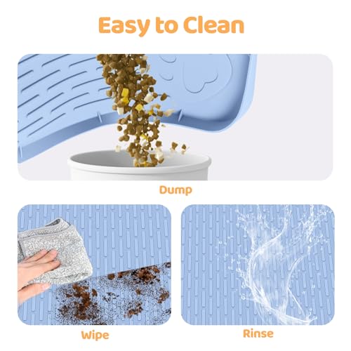 Cat Food Mat Extra Large Silicone Pet Bowl Mat 50''x35'' (Blue / 50"L x 35"W)