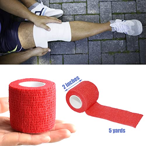 2 Inches Self Adhesive Bandage Wrap Cohesive Wrap (2 Inch / Red)