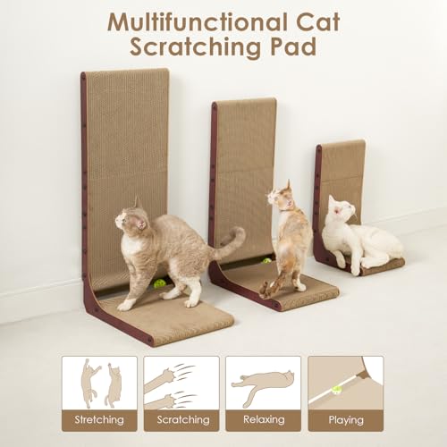 Cardboard Cat Scratcher for Indoor Cats (Dark Brown / 11.4x9.75x19)