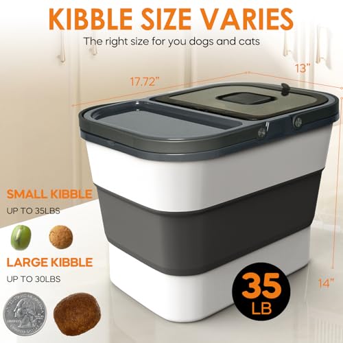 35lbs Collapsible Dog Food Storage Container (Grey-35lbs)