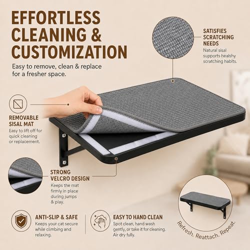 Cat Wall Shelves Set of 2 (2PCS Shelf with Gray Sisal)