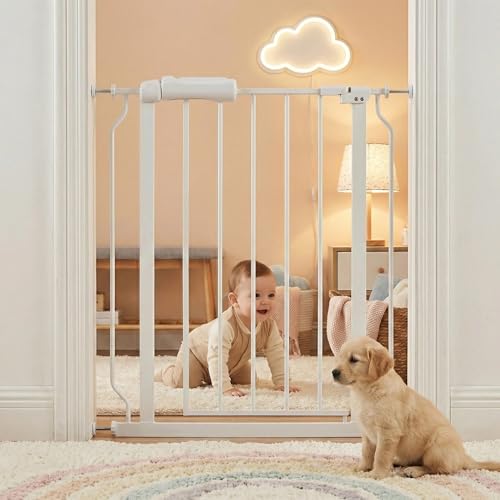 Narrow Baby Gate for Stairs 25 (White / 25"-28"/63.5-71CM)