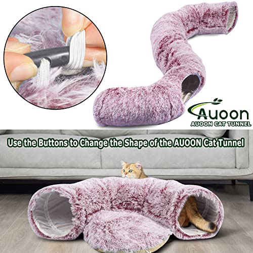 Plush Cat Tunnel Bed for Indoor Cats (Rosiness)