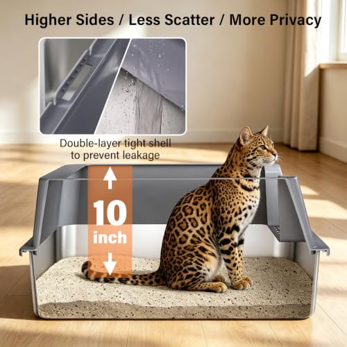 Stainless Steel Litter Box with Lid (23"×14.6"×10"Gray)