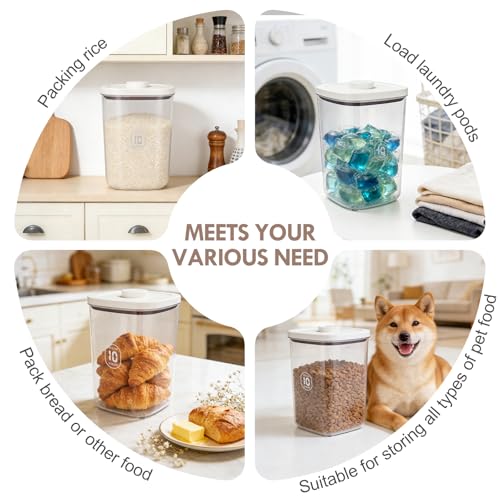 10Lbs 10.57Qt Airtight Dog Cat Food Storage Container and Dog Treat Containers BPA (White-10L-A)