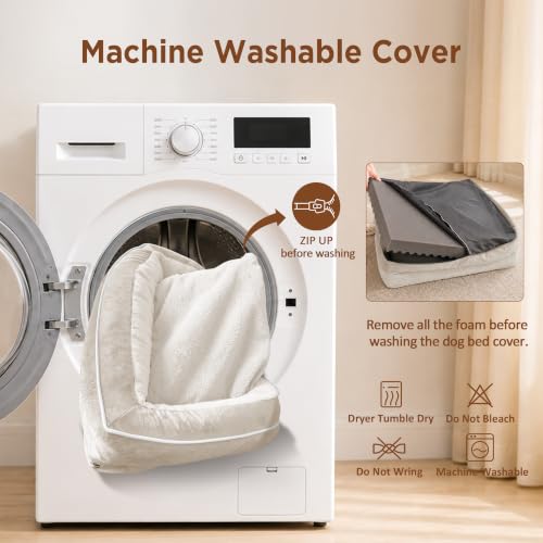 Waterproof Orthopedic Dog Beds for Extra Large Dog (53.0"L x 42.0"W x 8.5"Th / Beige)