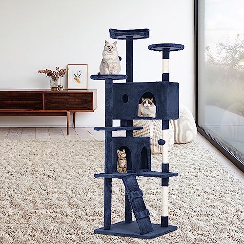 70" Cat Tree Tower (70in / Navy Blue)