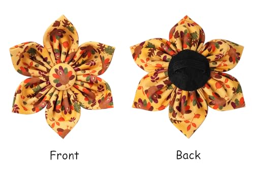 Thanksgiving Day Dog Collar with Flower (Small (Pack of 1) / B:4 Color Plume Turkey)