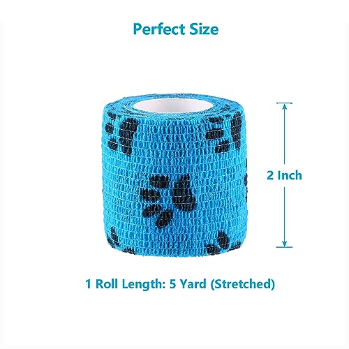 Pet Wrap Self (2 Inch (Pack of 6) / Pawprints A, 2 of Each Color)