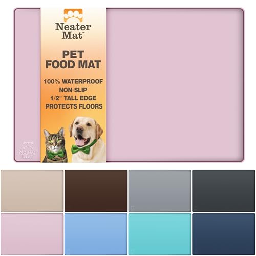 Neater Mat Pet Mats for Food and Water (32"L x 24"W / Light Pink)