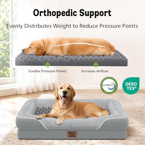 Orthopedic Waterproof Dog Bed for Medium and Large Dogs (Silver / 36"L x 27"W x 7"Th)