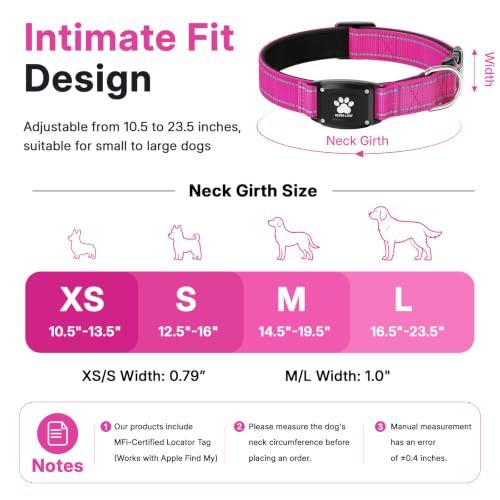 GPS Dog Collar with Tracker (Hot Pink / XS(10.5''-13.5''))