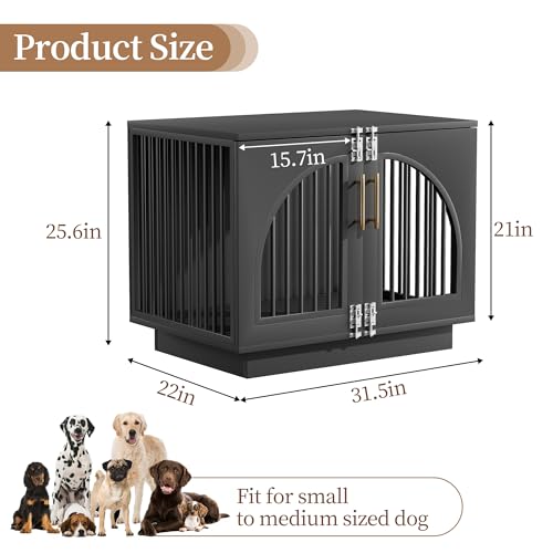 Wooden Dog Crate Furniture End Table (Black / 31.5"L x 22.1"W x 25.2"H)