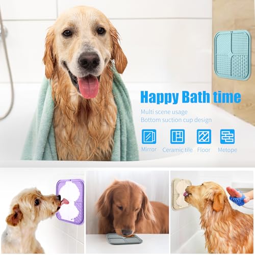 Lick Mat for Dogs (4pack / Cyan, Purple, Beige, Grey)