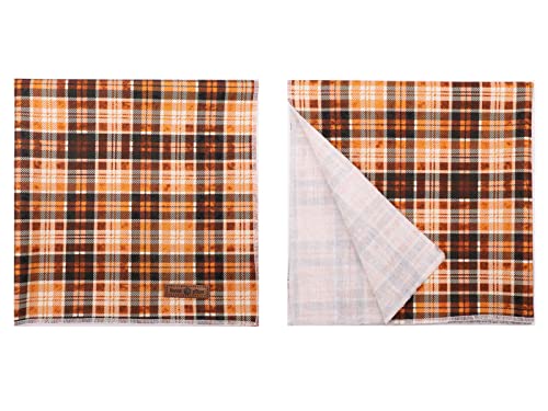 Lionet Plaid Dog Bandana 1PC (Orange&Black Grid / Small (Pack of 1))