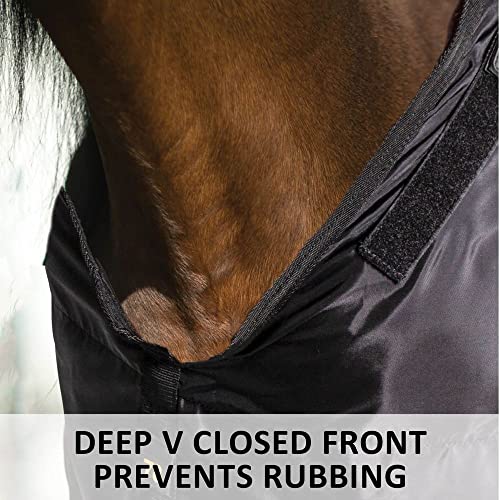 Dura Nylon Horse Stable Sheet (Horse Size 82 / VTEK | Open Front | Legstrap / Black)