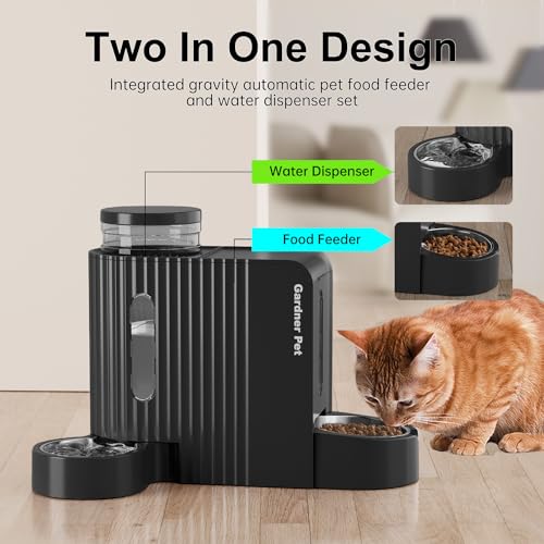 Gravity Automatic Cat Feeder (Large (0.8 Gallon x 2) / Black)