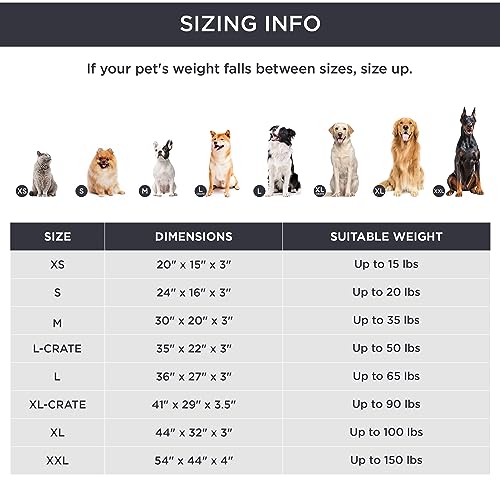 XL Dog Bed Extra Large Pet Bed with Comfy Sherpa (44"L x 32"W x 3"Th / Brown)