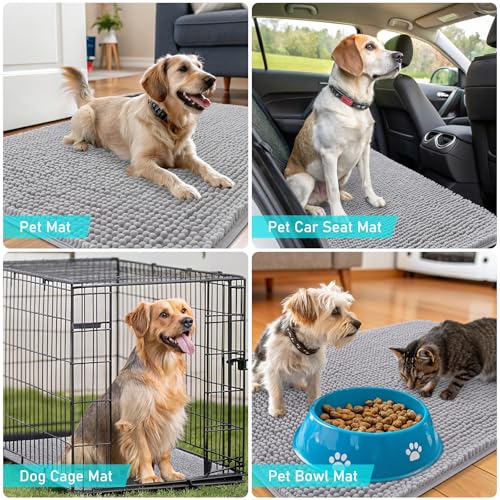 Dog Door Mat for Muddy Paws 45x27 (Light Grey / 45" X 27")