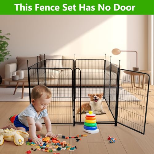 40in(H) Doorless Fence for Garden 14 Panels， 31.2 Ft(L) Barrier, Outdoor Garden Protection for Dogs Low Threshold,Indoor Fence Without Gate (40''(H)-14panels-31.2ft(L) no gate)
