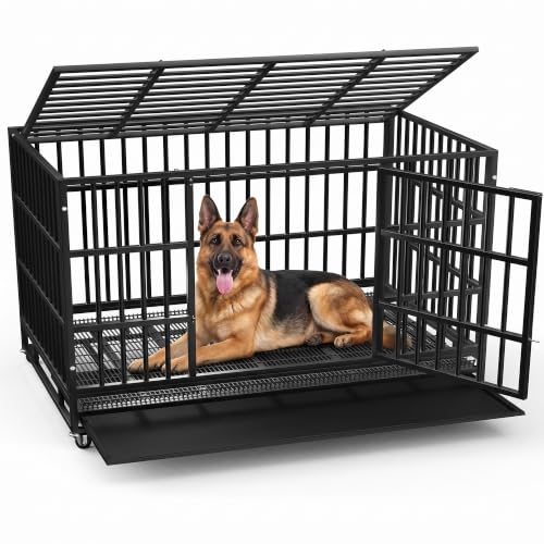 48" Heavy Duty Dog Crate for Large Dogs (47.2"L x 30.7"W x 36"H / Black)