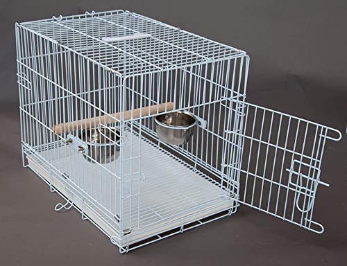 Pet Products Metal Portable Travel Vet Bird Parrot Carrier Cage Prevent Beaks Out White