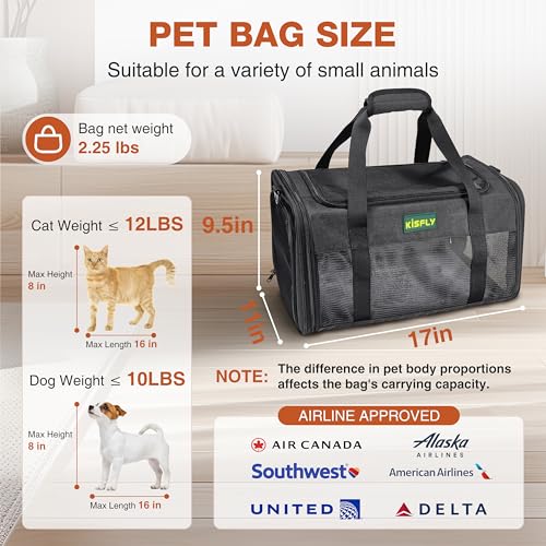 Airline Approved Cat Carrier 17"x11"x9.5" (17x11x9.5 In / Black)