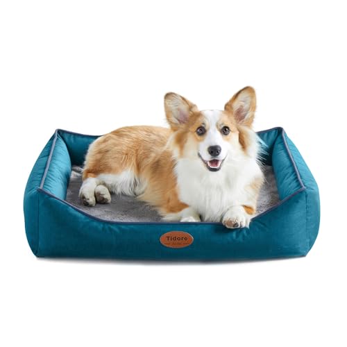 Orthopedic Dog Beds for Medium Dogs (31.5"L x 25.2"W x 7"Th / Peacock Blue)