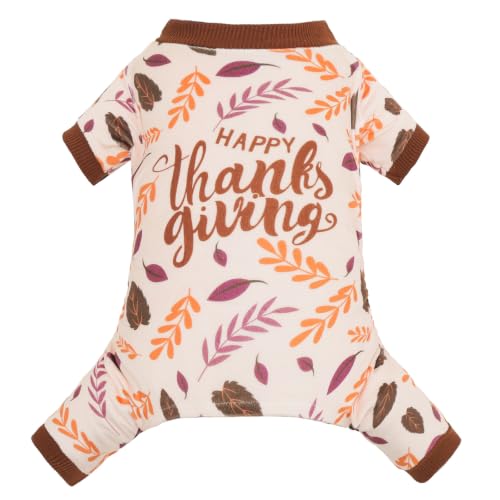 Small Dogs Outfit Soft Puppy Onesies Pjs Thanksgiving Dog Pajamas Pet Coat Cat Apparel Comfy Doggie Jumpsuit Bodysuit for All Seasons P353XL (Thanksgiving / X-Large)