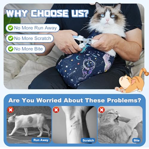 Cat Grooming Wrap for Nail Trimming (L-27.6in ( Weight:＜ 17lbs ) / Space)