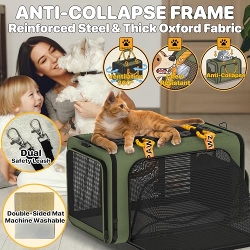 Expandable Large Pet Carrier (24.0"L x 16.0"W x 16.0"H / Forest Green)