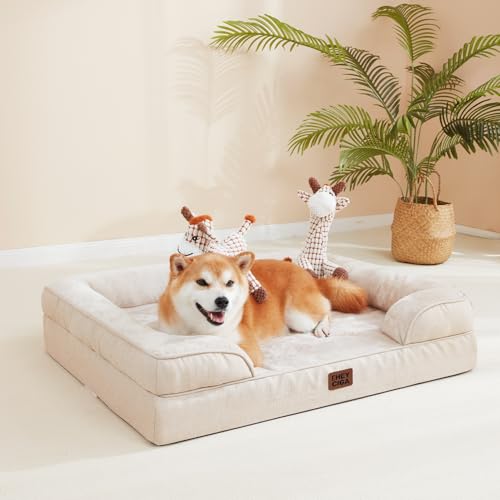 Orthopedic Dog Bed for Large Dogs (Beige / 35.0"l X 22.0"w X 6.5"th)