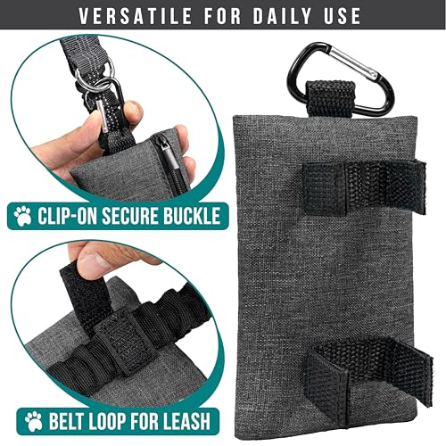 Dog Poop Bag Holder for Leash (Black Gray / Pack of 2)