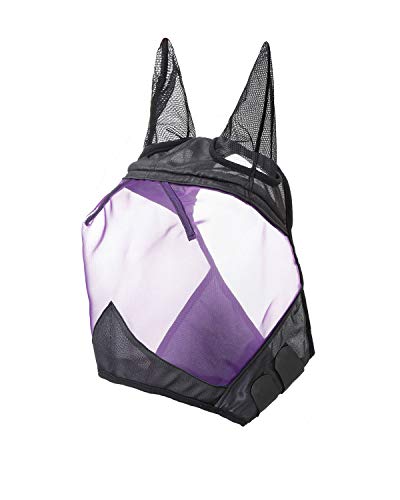 CareMaster Horse Fly Mask Half Face with Ears Black (Black/Purple / Full (Large))