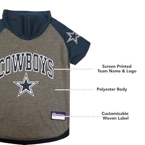 NFL Dallas Cowboys Hoodie for Dogs & Cats. NFL Football Licensed Dog Hoody Tee Shirt (Medium / Dallas Cowboys)