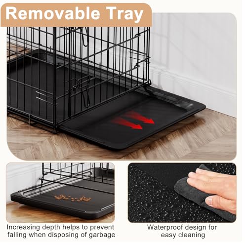 42" Foldable Metal Dog Crate (Black)
